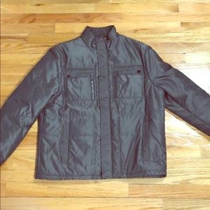 Grey puffer bomber jacket